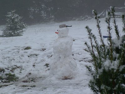 kluci udělali sněhuláka